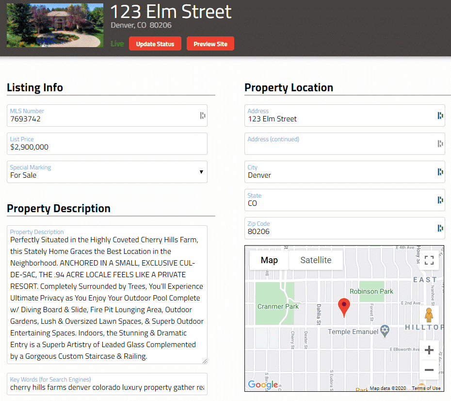 Mediamax Single Property Site Data Fields