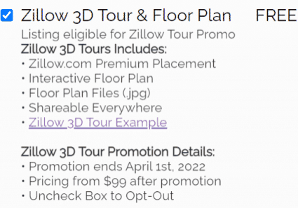 Zillow 3D Tour Promotion
